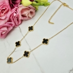 Naszyjnik STAL CHIRURGICZNA czarne koniczyny szersze