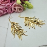 Kolczyki STAL CHIRURGICZNA wiszące listki jasne złoto 