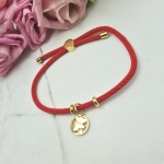 Bransoletka STAL CHIRURGICZNA sznurkowa czerwona miś w kole