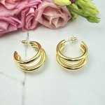 Kolczyki STAL CHIRURGICZNA potrójne kółka niedomknięte 3 cm jasne złoto