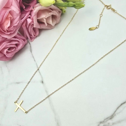 Naszyjnik STAL CHIRURGICZNA krzyżyk poziomy klasyk