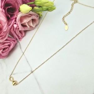 Naszyjnik STAL CHIRURGICZNA nieskończoność serce cyrkonie