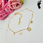 Bransoletka na stopę STAL CHIRURGICZNA koniczyna gwiazdki kryształek