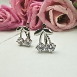 Kolczyki srebrne STAL CHIRURGICZNA bigiel zatrzask wisienki kryształki