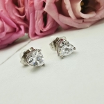 Kolczyki srebrne STAL CHIRURGICZNA serce kryształek 0,6 cm