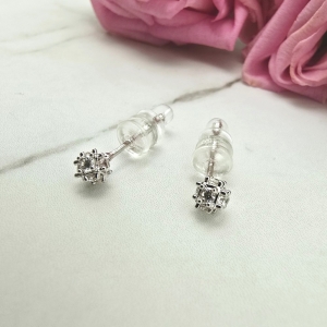 Kolczyki srebrne STAL CHIRURGICZNA kulka cyrkonie