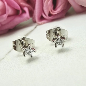 Kolczyki srebrne STAL CHIRURGICZNA kryształki małe gwiazdki 