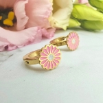 Kolczyki STAL CHIRURGICZNA bigiel dla dziewczynek różowy kwiatek