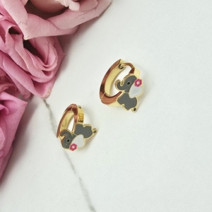 Kolczyki STAL CHIRURGICZNA bigiel słonik szary biały