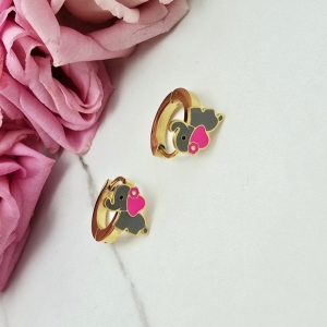 Kolczyki STAL CHIRURGICZNA bigiel słonik szary ciemny róż