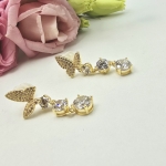 Kolczyki STAL CHIRURGICZNA wiszące motylek kryształki