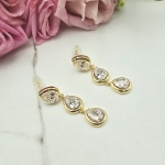 Kolczyki STAL CHIRURGICZNA wiszące trzy krople kryształki 