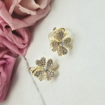 Kolczyki STAL CHIRURGICZNA klipsy koniczyna jasne cyrkonie 