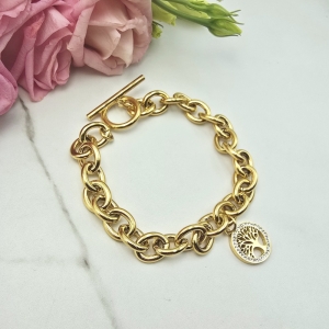 Bransoletka STAL CHIRURGICZNA grubsza drzewo życia cyrkonie