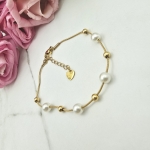 Bransoletka STAL CHIRURGICZNA żmijka perły złote kuleczki