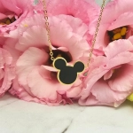 Naszyjnik STAL CHIRURGICZNA medalion myszka miki czarna