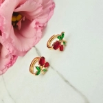 Kolczyki STAL CHIRURGICZNA bigiel wisienki kryształki czerwone zielone