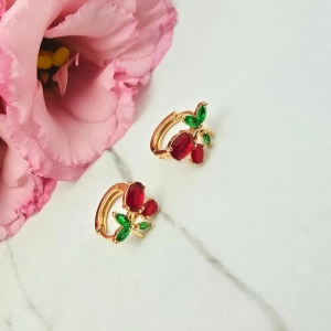 Kolczyki STAL CHIRURGICZNA bigiel wisienki kryształki czerwone zielone