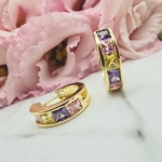 Kolczyki STAL CHIRURGICZNA bigiel kolorowe kryształki 2 cm jasne złoto