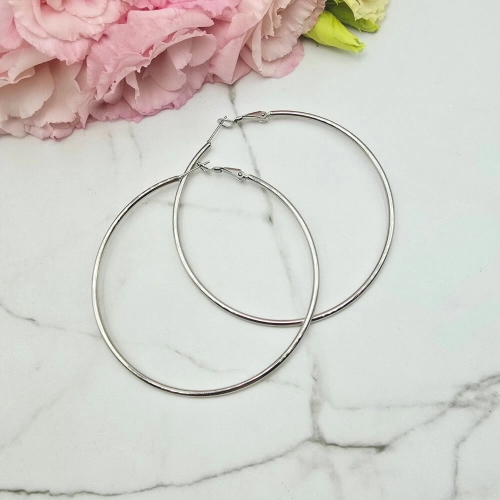 Kolczyki STAL CHIRURGICZNA koła 6 cm klasyk srebrny kolor