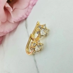 Kolczyki STAL CHIRURGICZNA kwiatek kryształek cyrkonie jasne złoto