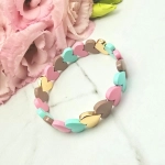 Bransoletka elastyczna serca złote i kolorowe 