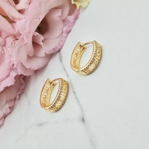 Kolczyki STAL CHIRURGICZNA elipsa grecki wzór cyrkonie