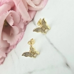 Kolczyki STAL CHIRURGICZNA motylki cyrkonie jasne złoto