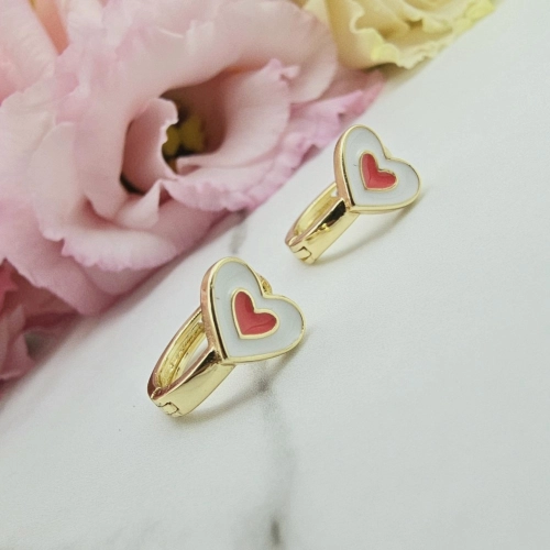 Kolczyki STAL CHIRURGICZNA bigiel dla dziewczynek serce białe jasne złoto