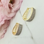 Kolczyki STAL CHIRURGICZNA elipsa szeroka cyrkonie jasne złoto