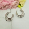 Kolczyki srebrne STAL CHIRURGICZNA potrójne kółka niedomknięte 3 cm 3