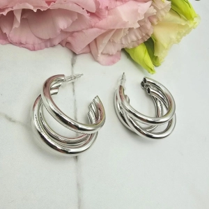 Kolczyki srebrne STAL CHIRURGICZNA potrójne kółka niedomknięte 3 cm