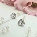 Kolczyki srebrne STAL CHIRURGICZNA zestaw 3 pary serca kryształki cyrkonie  3