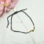 Bransoletka STAL CHIRURGICZNA uniwersalna czarny sznurek serce 