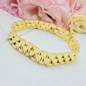 Bransoletka STAL CHIRURGICZNA modułowa szeroka jasne złoto 