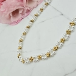 Naszyjnik STAL CHIRURGICZNA perełki złote kuleczki 3