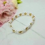 Bransoletka gumkowa STAL CHIRURGICZNA perełki złote kuleczki