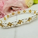 Bransoletka STAL CHIRURGICZNA perełki złote kuleczki  2