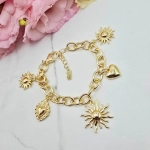 Bransoletka STAL CHIRURGICZNA grubsza trzy słońca jasne złoto