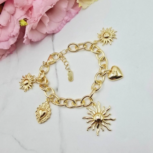 Bransoletka STAL CHIRURGICZNA grubsza trzy słońca jasne złoto