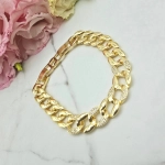 Bransoletka STAL CHIRURGICZNA "pancerka" płaska cyrkonie jasne złoto