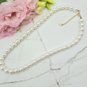 Naszyjnik STAL CHIRURGICZNA duże perły klasyk