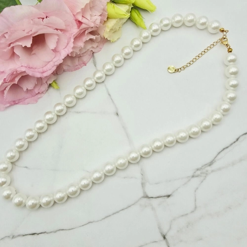 Naszyjnik STAL CHIRURGICZNA duże perły klasyk