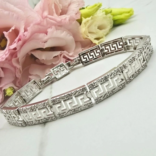 Bransoletka srebrna STAL CHIRURGICZNA modułowa ażurowa cyrkonie