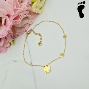 Bransoletka na stopę STAL CHIRURGICZNA trzy koniczyny cyrkonia