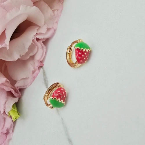 Kolczyki STAL CHIRURGICZNA bigiel dla dziewczynek truskawki 