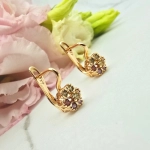 Kolczyki STAL CHIRURGICZNA bigiel zatrzask kwiatek kolorowe cyrkonie