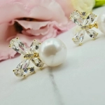 Kolczyki STAL CHIRURGICZNA motylek kryształek perła