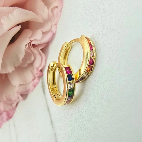 Kolczyki STAL CHIRURGICZNA bigiel 1,5 cm kolorowe kryształki jasne złoto