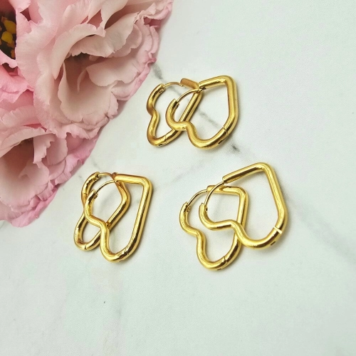 ZESTAW Kolczyki STAL CHIRURGICZNA serce ażurowe bokiem 3 rozmiary